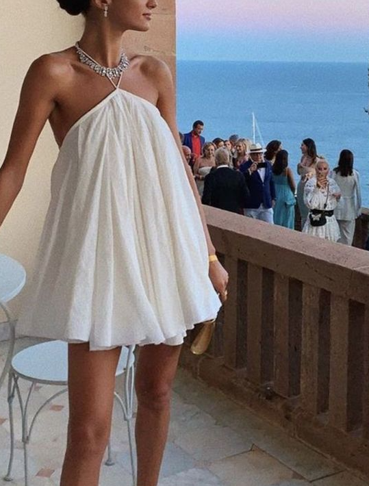 Vestido de fiesta color marfil, vestido de cóctel corto, vestido de regreso a casa fg3275