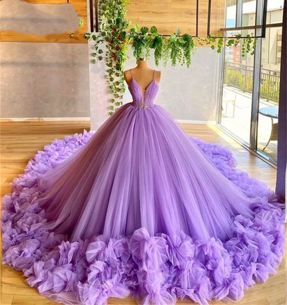 vestido de fiesta abullonado, vestido de fiesta morado, vestidos de fiesta de tul, vestido de fiesta con cuentas, vestido de noche plisado, vestido de fiesta de quinceañera fg2055