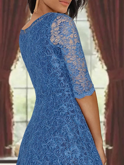 A-Line/Princess Scoop Half Sleeves Tea-Length Mother of the Bride Dresses with Appliques & Jackets