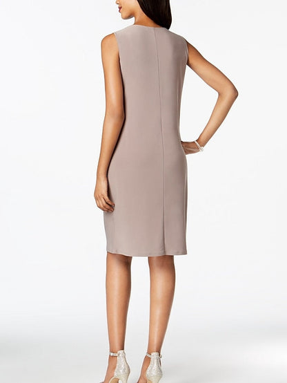 Sheath/Column Jewel Neck Knee-Length Mother of the Bride Dresses