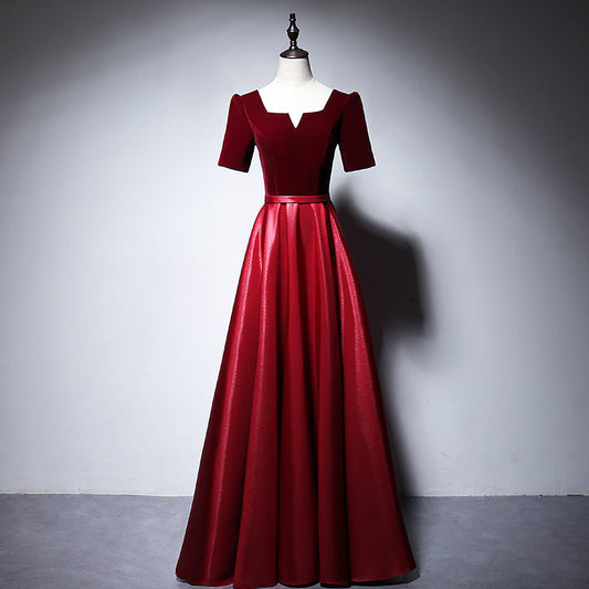 Nuevo estilo vestido de noche largo rojo de corte A vestido de fiesta fg173