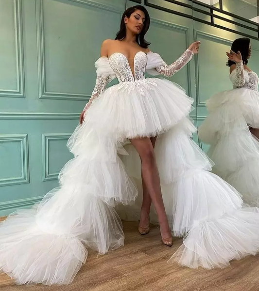 VESTIDO DE NOVIA CORTO DELANTERO ESPALDA LARGA fg282
