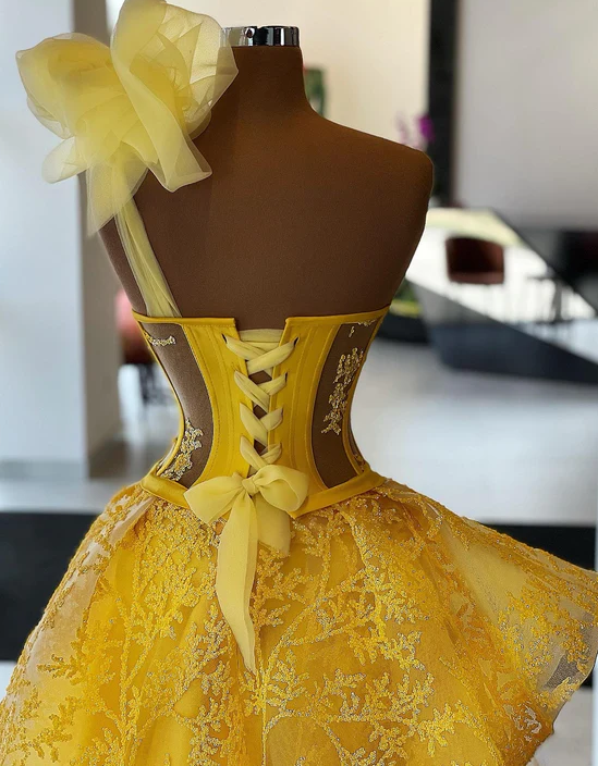Vestido de noche amarillo Vestidos de fiesta Largos fg719