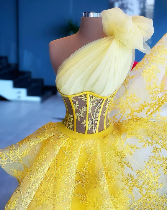 Vestido de noche amarillo Vestidos de fiesta Largos fg719