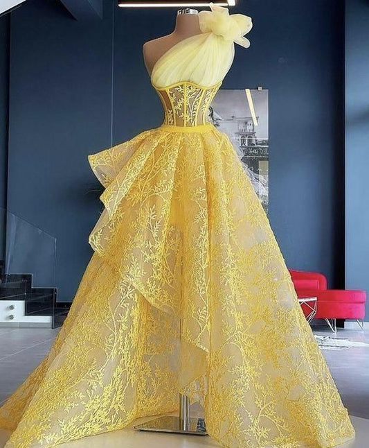 Vestido de noche amarillo Vestidos de fiesta Largos fg719