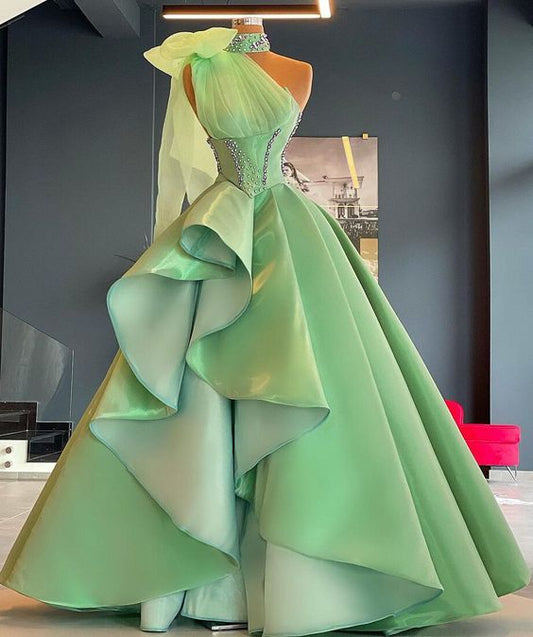 Vestido formal con volantes en capas y cintura alta sin mangas para mujer fg721