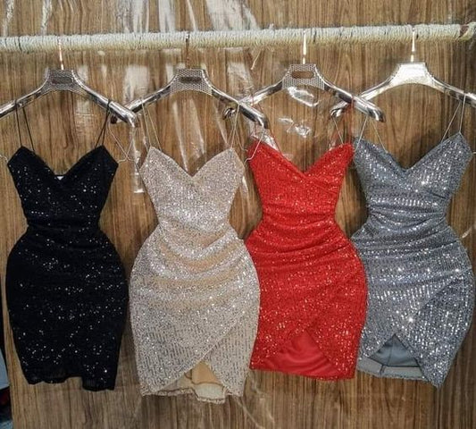 Vestido corto de fiesta con lentejuelas Vestidos de fiesta fg866