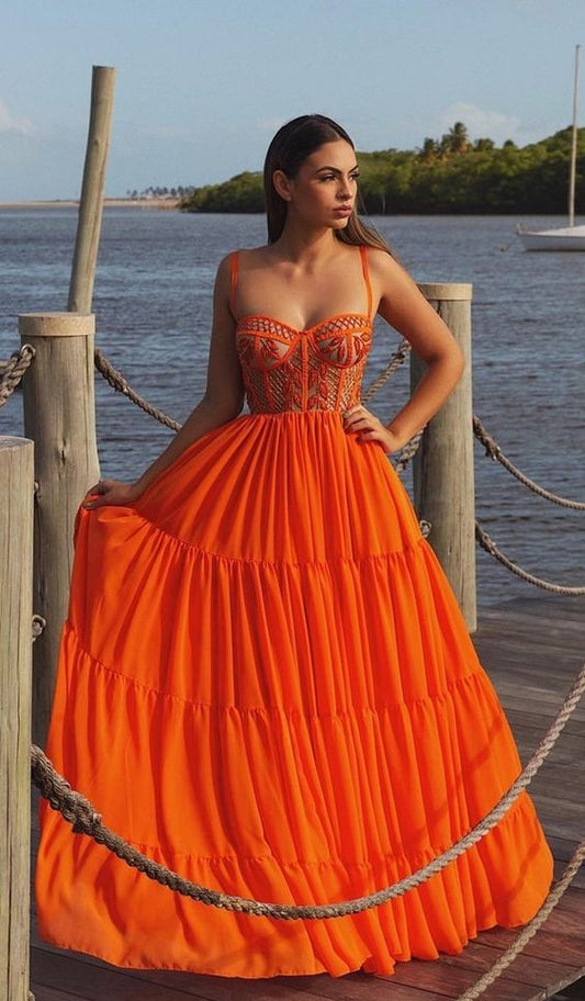 Vestido de fiesta largo de corte A, vestido de noche fg940
