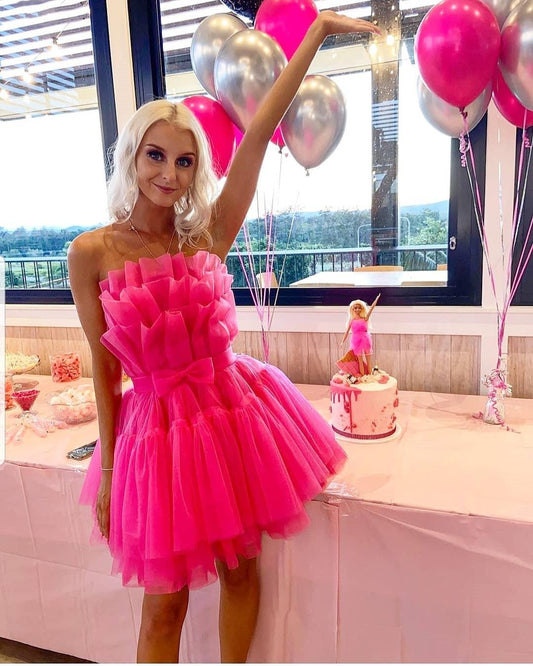 Bonito vestido de fiesta de tul, minivestido de fiesta fg987