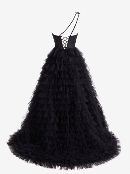 Kinsley | Vestido de fiesta largo con hombros descubiertos y corte en A